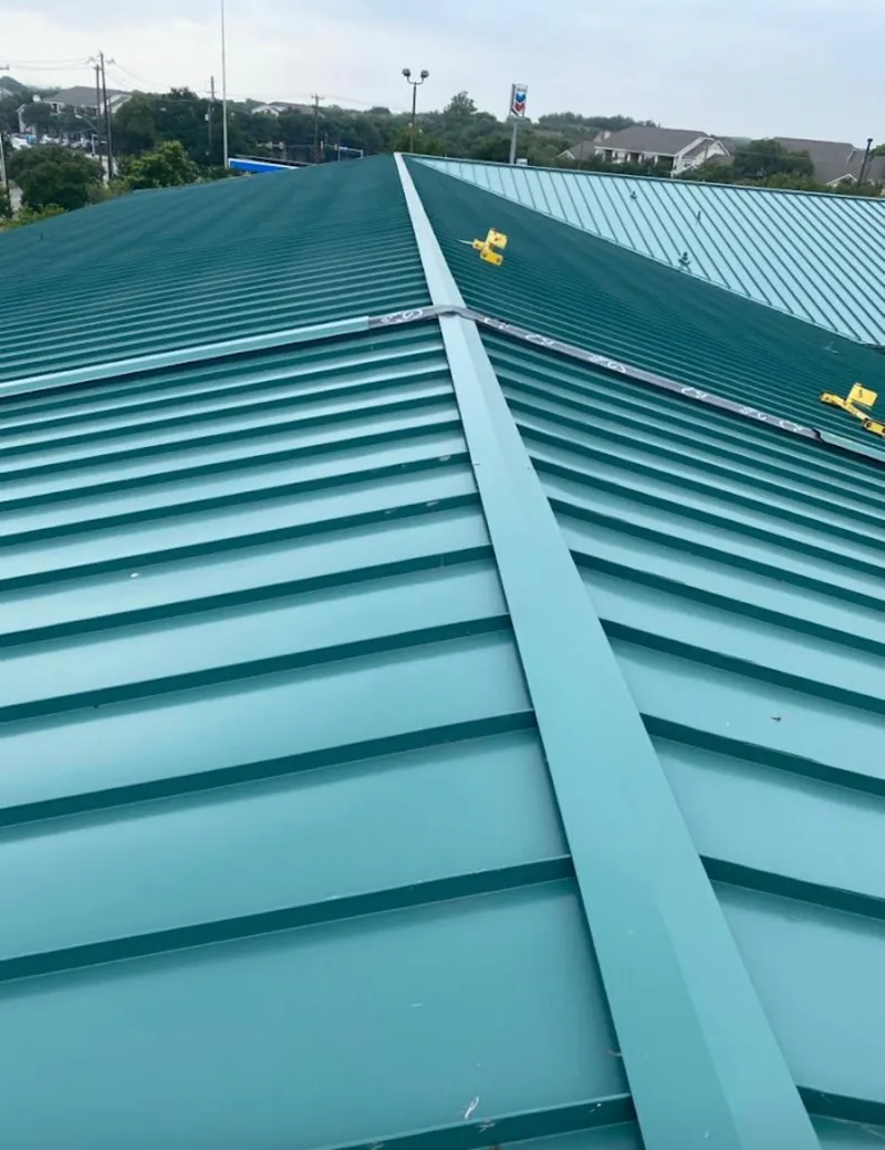 Green commercial metal roof ridge and valley for Metal Roof Repair in Woolwich